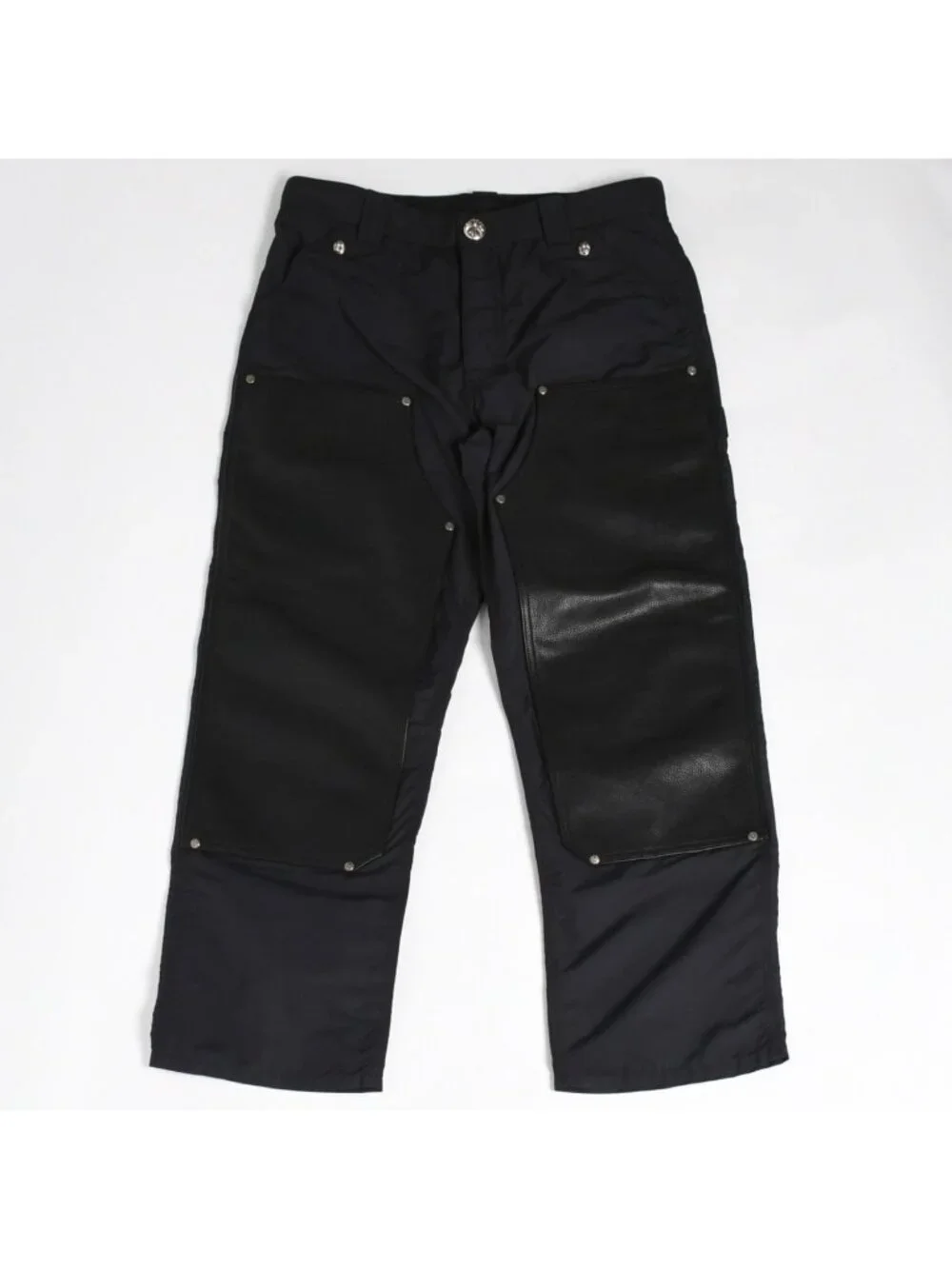 Chrome Hearts Carpenter Double Knee Work Pants Cross Ball Horseshoe Black Nylon